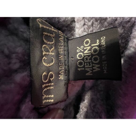 Inis Crafts Sz small Ireland Merino Wool Sweater Poncho Cape Tan Fisherman Beige - Picture 8 of 8